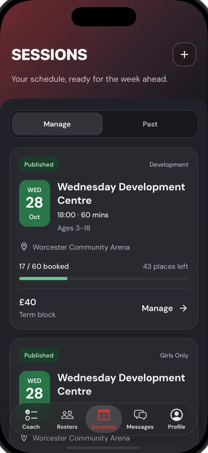 Manage published coaching sessions